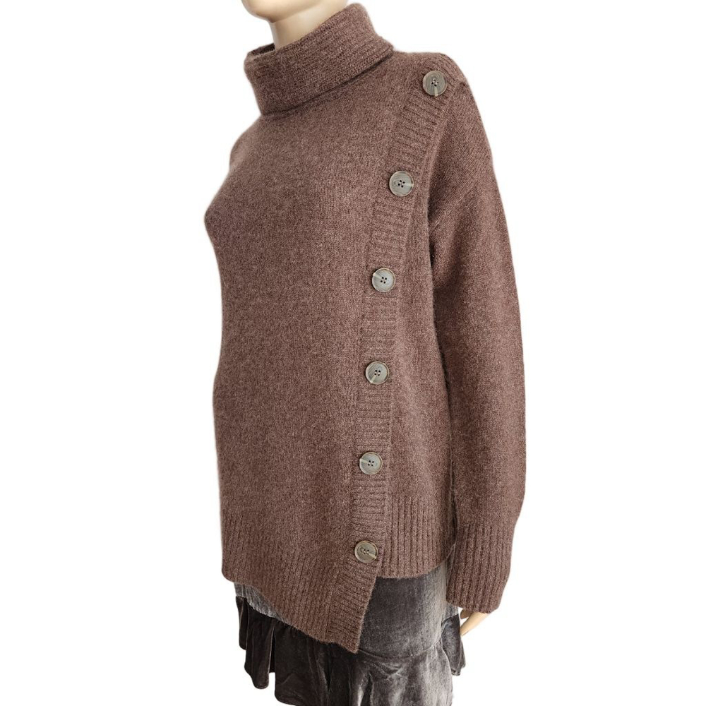 SAKS FIFTH AVENUE Brown Cashmere Turtleneck Sweater M - Picture 3 of 6